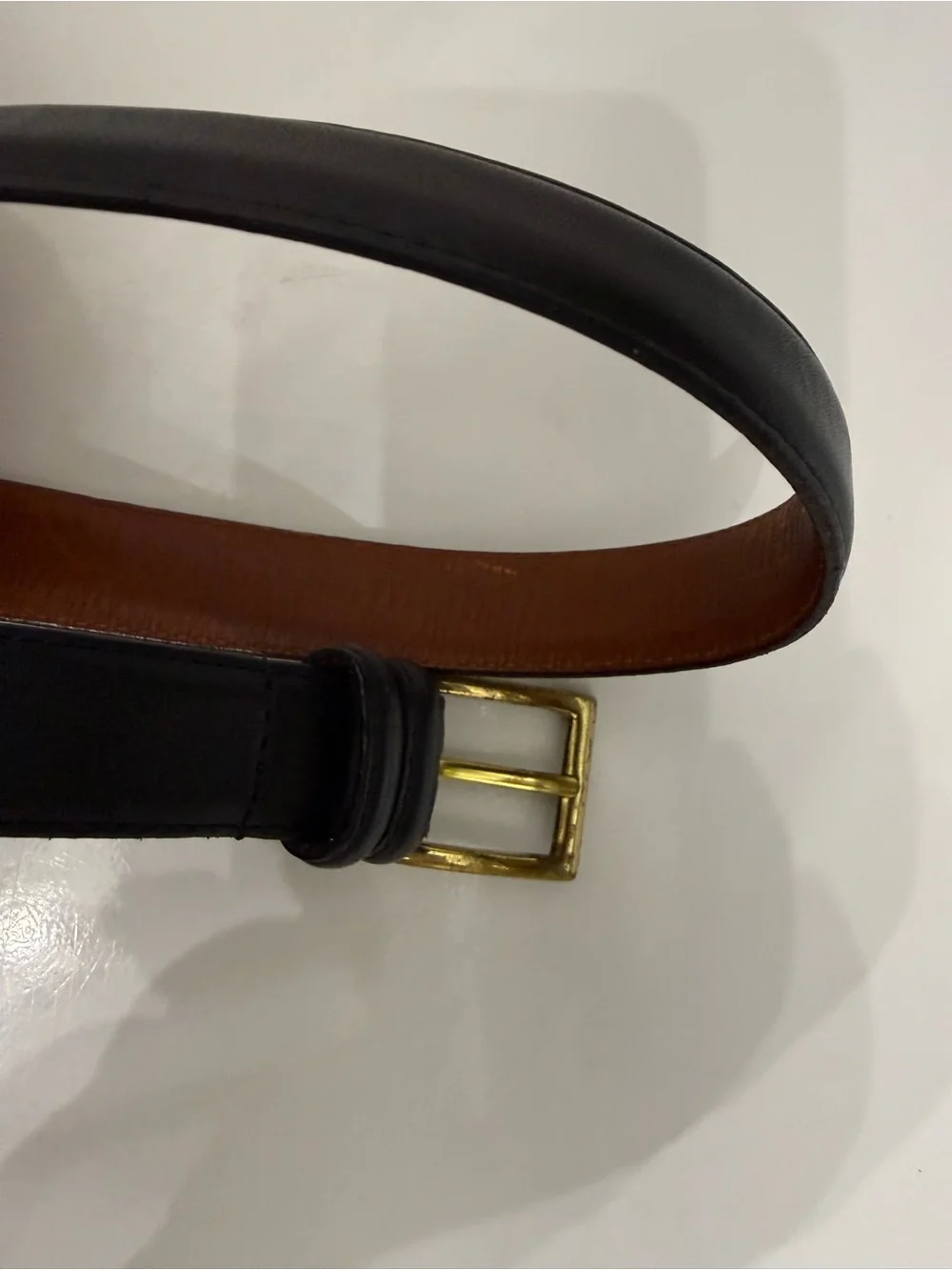 Vintage 90s Coach Black Leather Cowhide Belt with Solid Brass Buckle